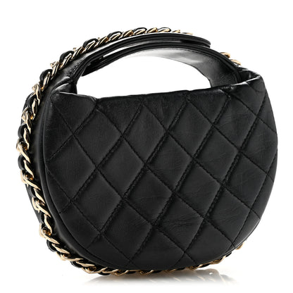 Chanel Lambskin Quilted Chain Around Pouch Hobo Black 3 of 10