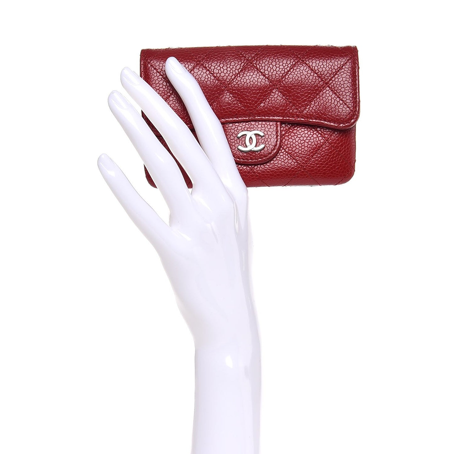 Caviar Quilted Coin Purse Dark Red