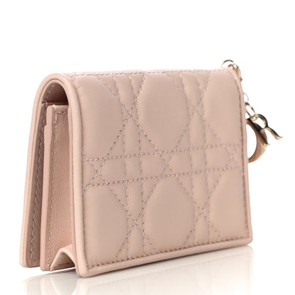 Christian Dior Lambskin Cannage Small Lady Dior Flap Card Holder Light Pink 2 of 10