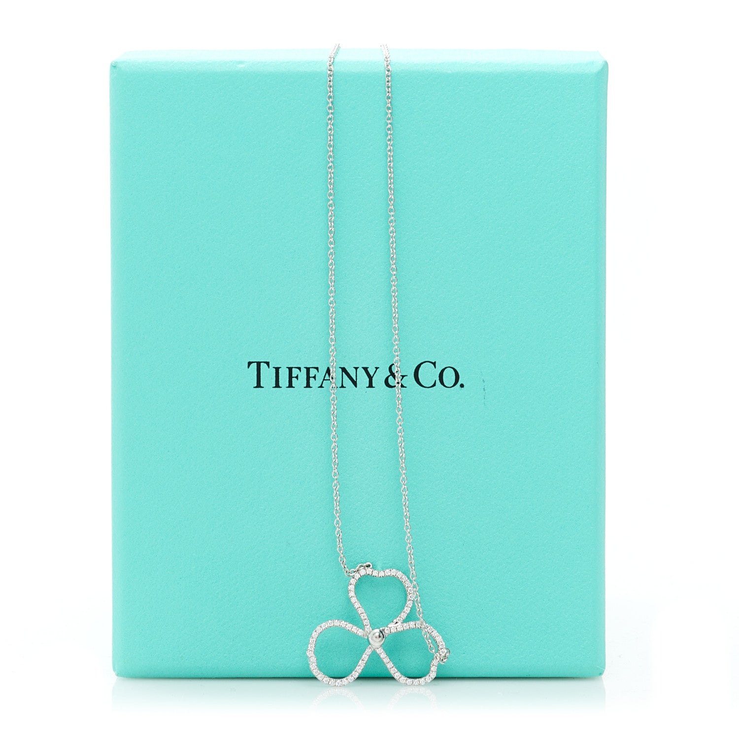 Tiffany Platinum Diamond Large Paper Flowers Pendant Necklace 5 of 5