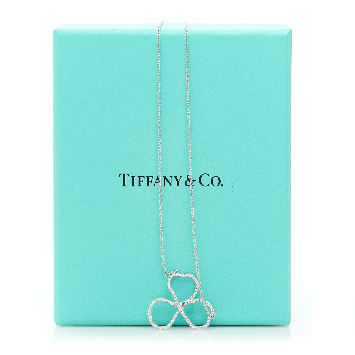 Platinum Diamond Large Paper Flowers Pendant Necklace