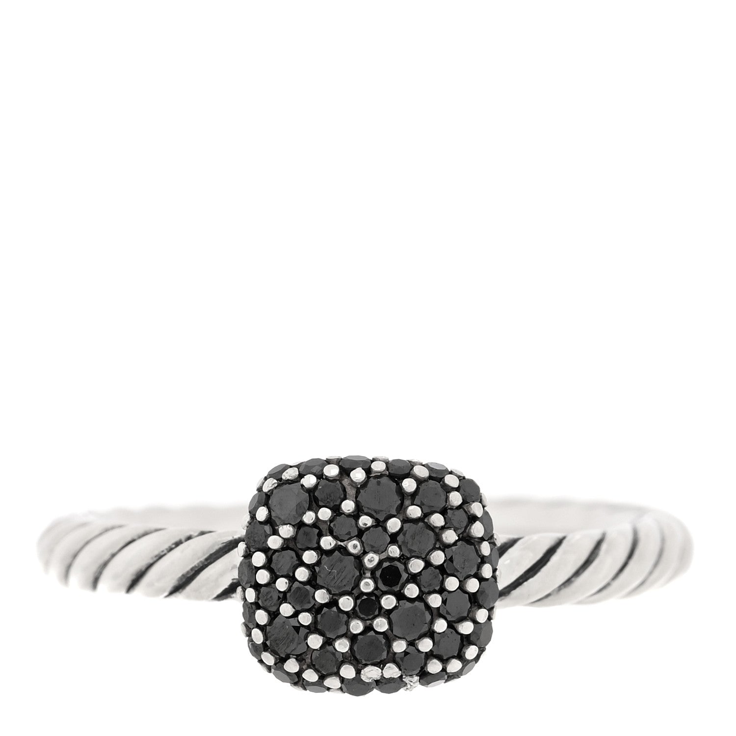 David Yurman Sterling Silver Black Diamond Petite Pave Ring 52 6 1 of 4