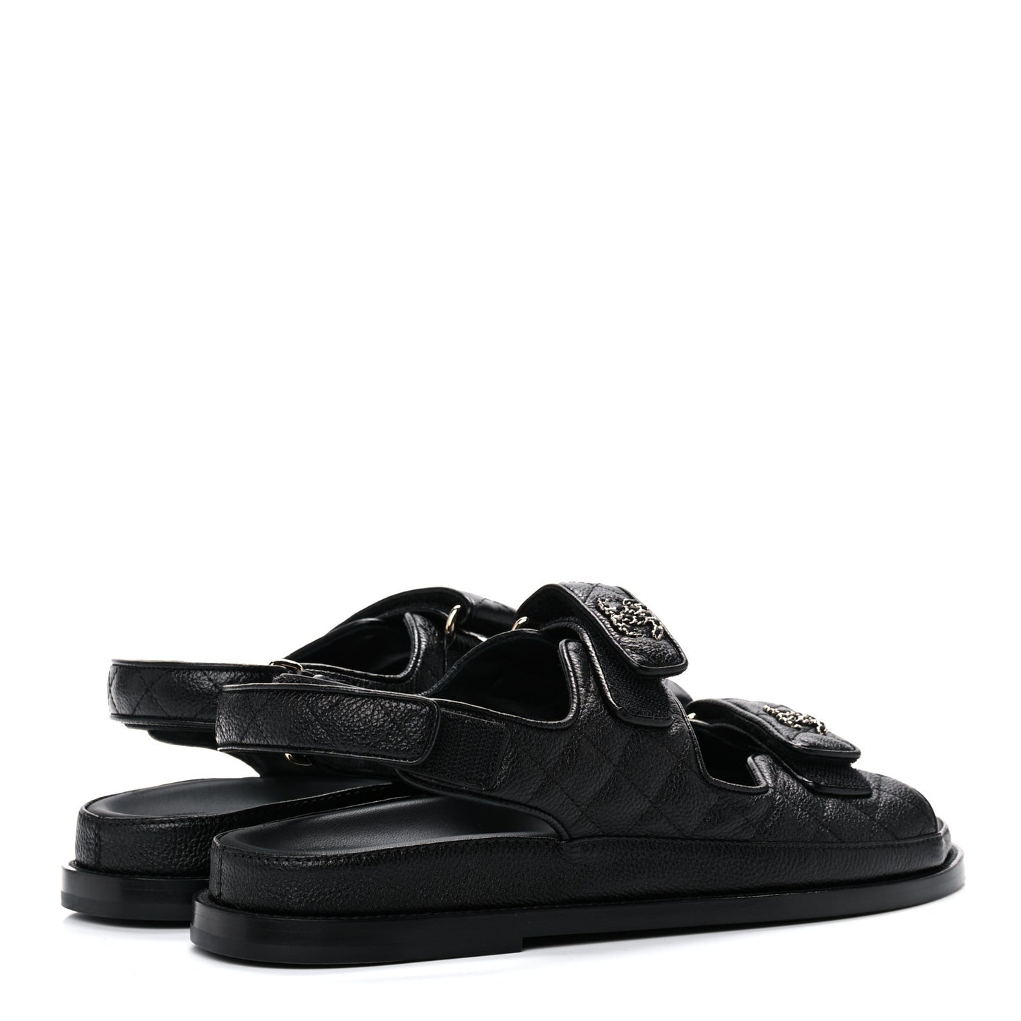 Grained Calfskin Velcro Dad Sandals 40 Black