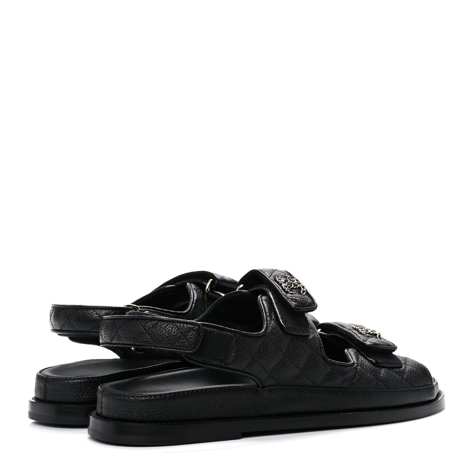 Chanel Grained Calfskin Velcro Dad Sandals 40 Black 4 of 9