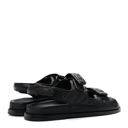 Chanel Grained Calfskin Velcro Dad Sandals 40 Black 4 of 9