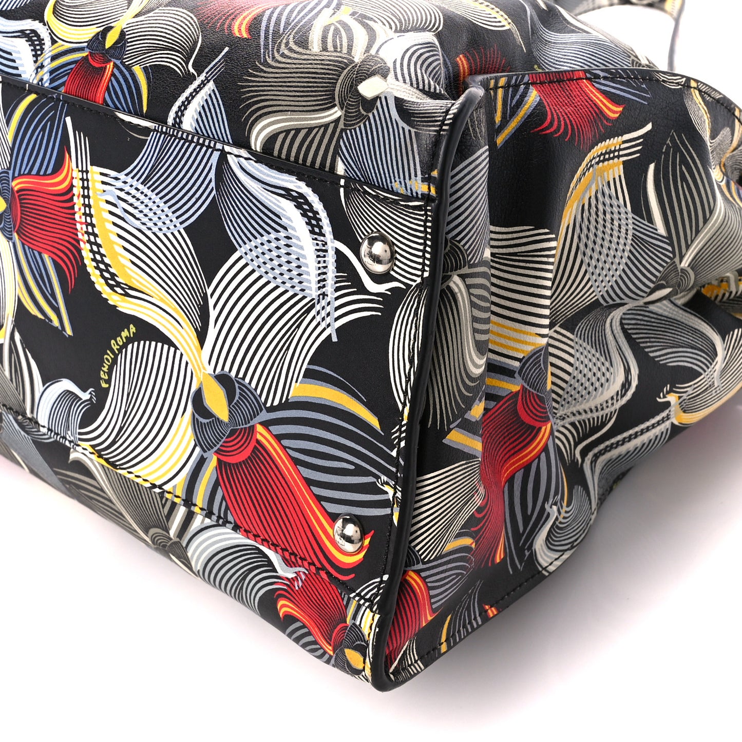 Calfskin Orchid Large Peekaboo Iconic Satchel Black Multicolor
