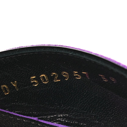 Saint Laurent Kid Scamosciato Tribute 105 Open Toe Platform Sandals 39 Purple 6 of 8