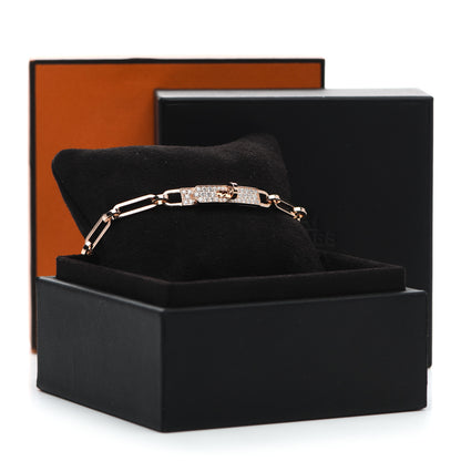 Hermes 18K Rose Gold Diamond Pave PM Kelly Chaine Bracelet ST 7 of 7