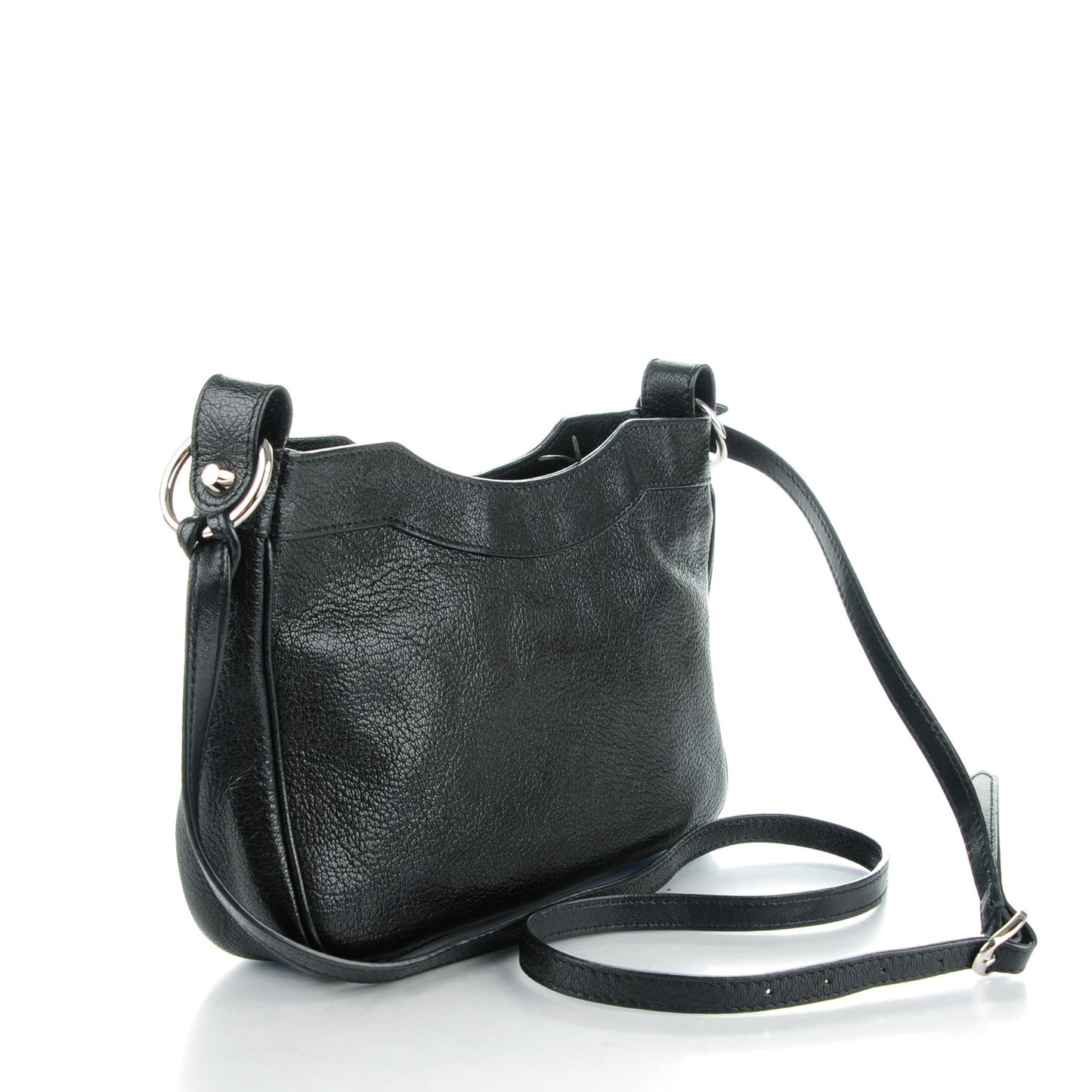 Chevre Silver Metallic Edge Hardware Hip Black