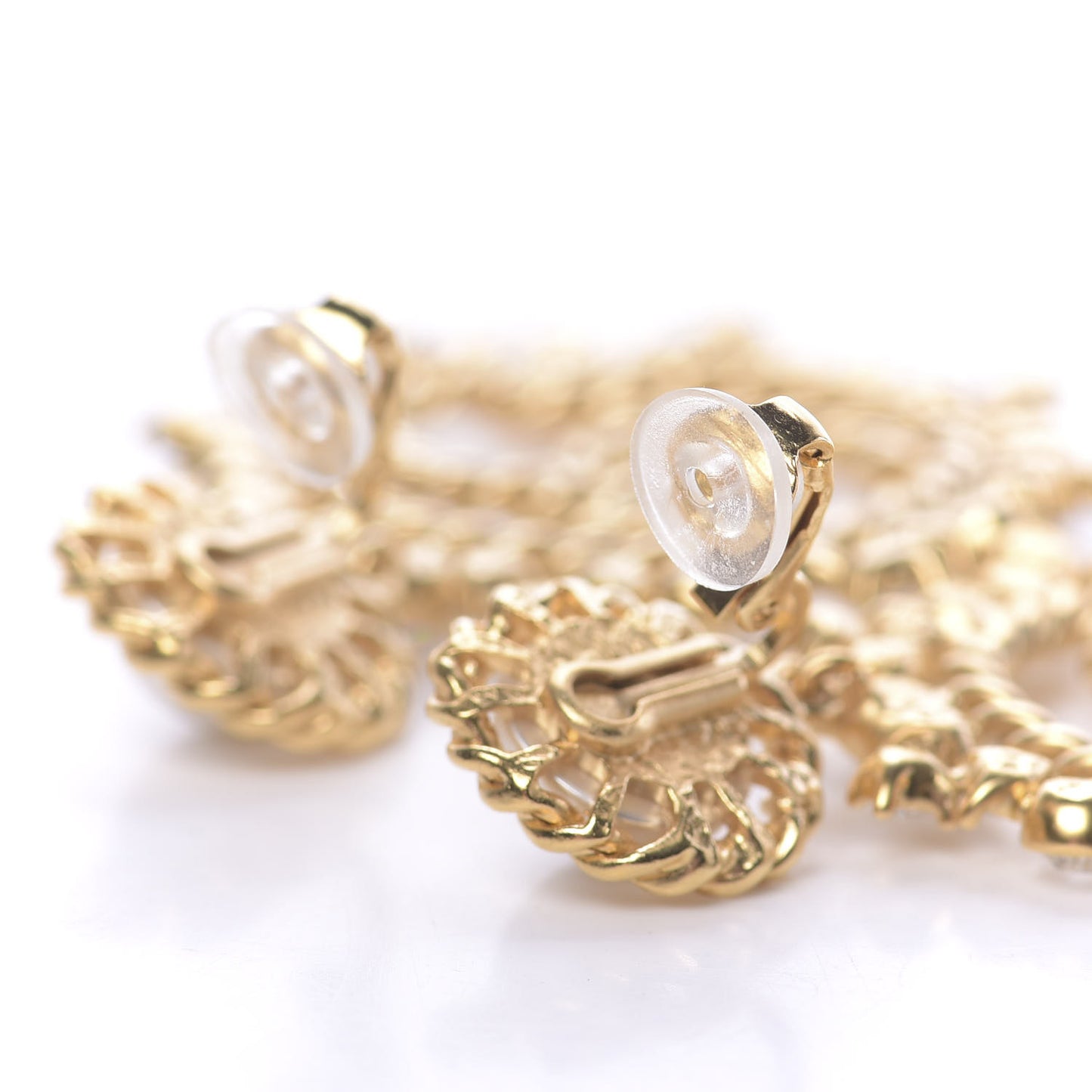 Pearl Crystal CC-Casino Clip On Earrings Gold