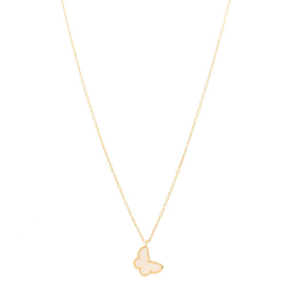 Van Cleef & Arpels 18K Yellow Gold Mother of Pearl Sweet Alhambra Butterfly Pendant Necklace 1 of 6