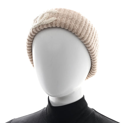 Chanel Cashmere Silk CC Beanie Hat Beige Ecru 2 of 5