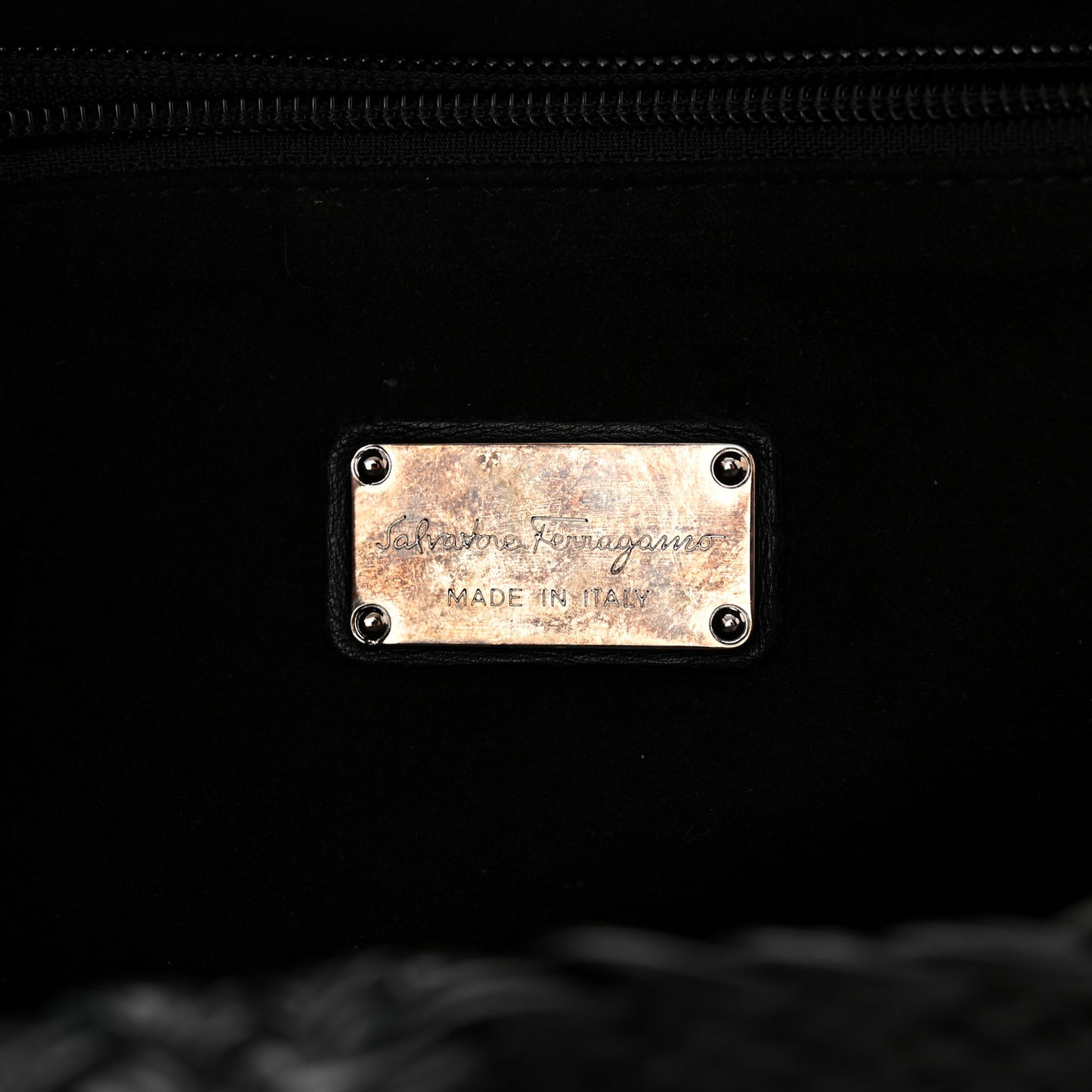 Woven Calfskin Gancini Shoulder Bag Black