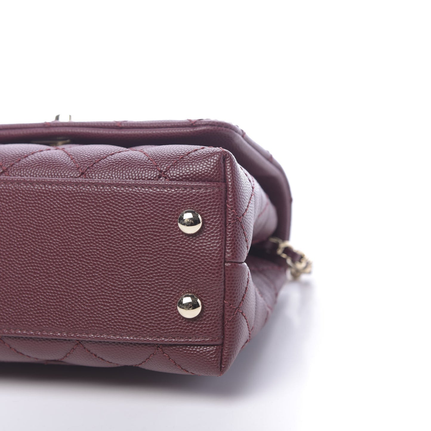 Caviar Quilted Extra Mini Coco Handle Flap Burgundy