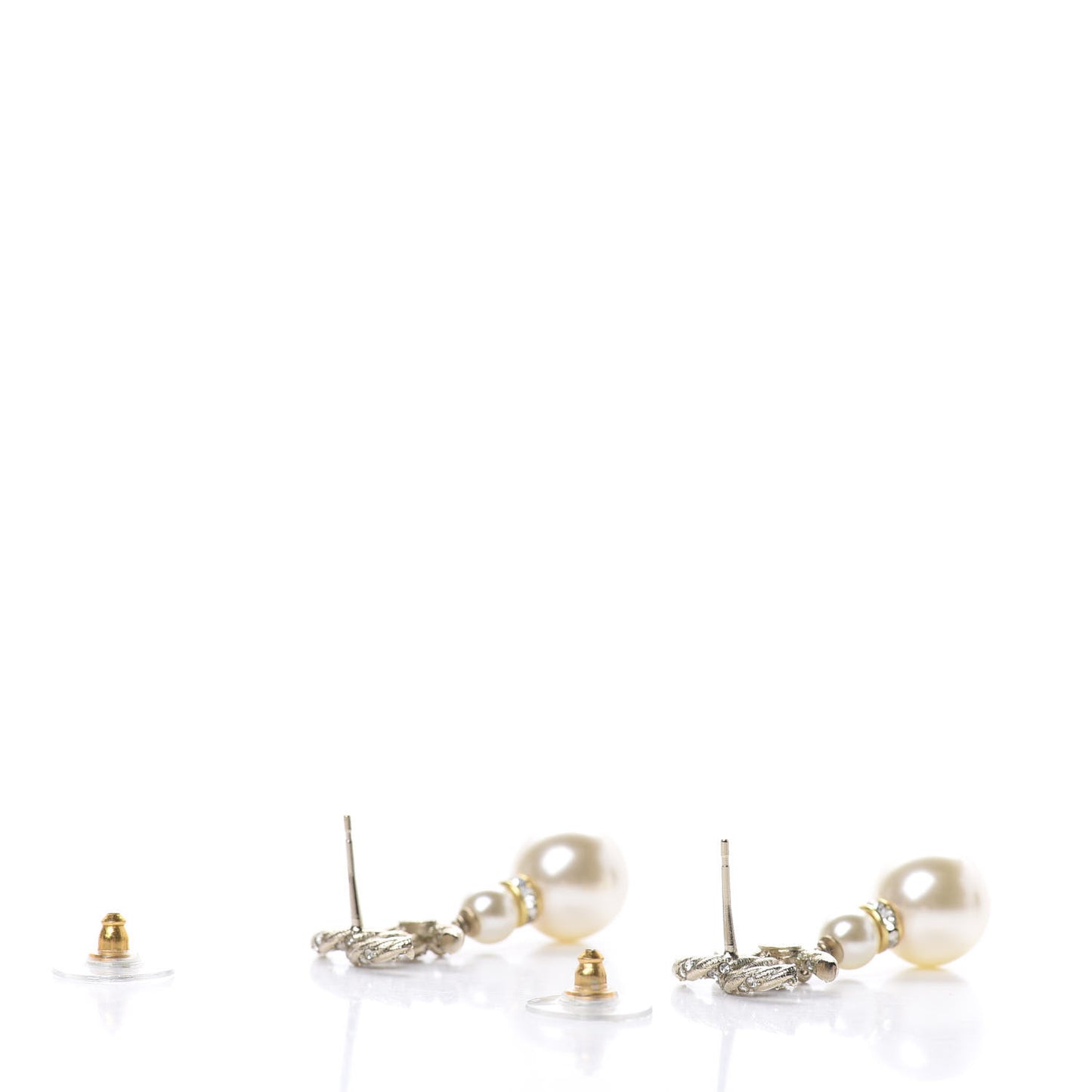 Pearl Crystal Twisted CC Drop Earrings Gold