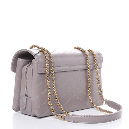 Chanel Lambskin Chevron Stitched Envelope Flap Light Grey 3 of 16