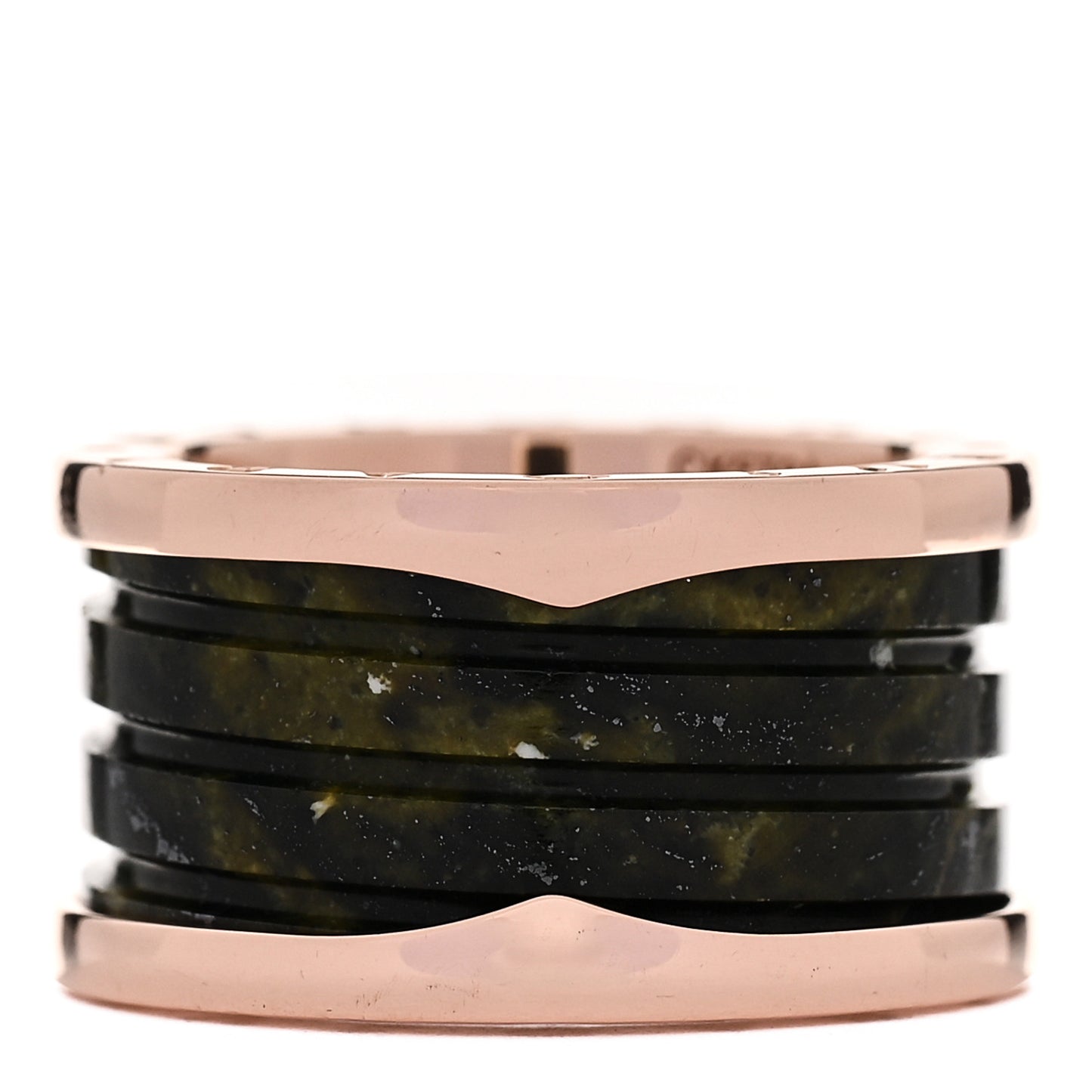 18K Rose Gold Green Marble B.Zero1 Four-Band Ring 53 6.5
