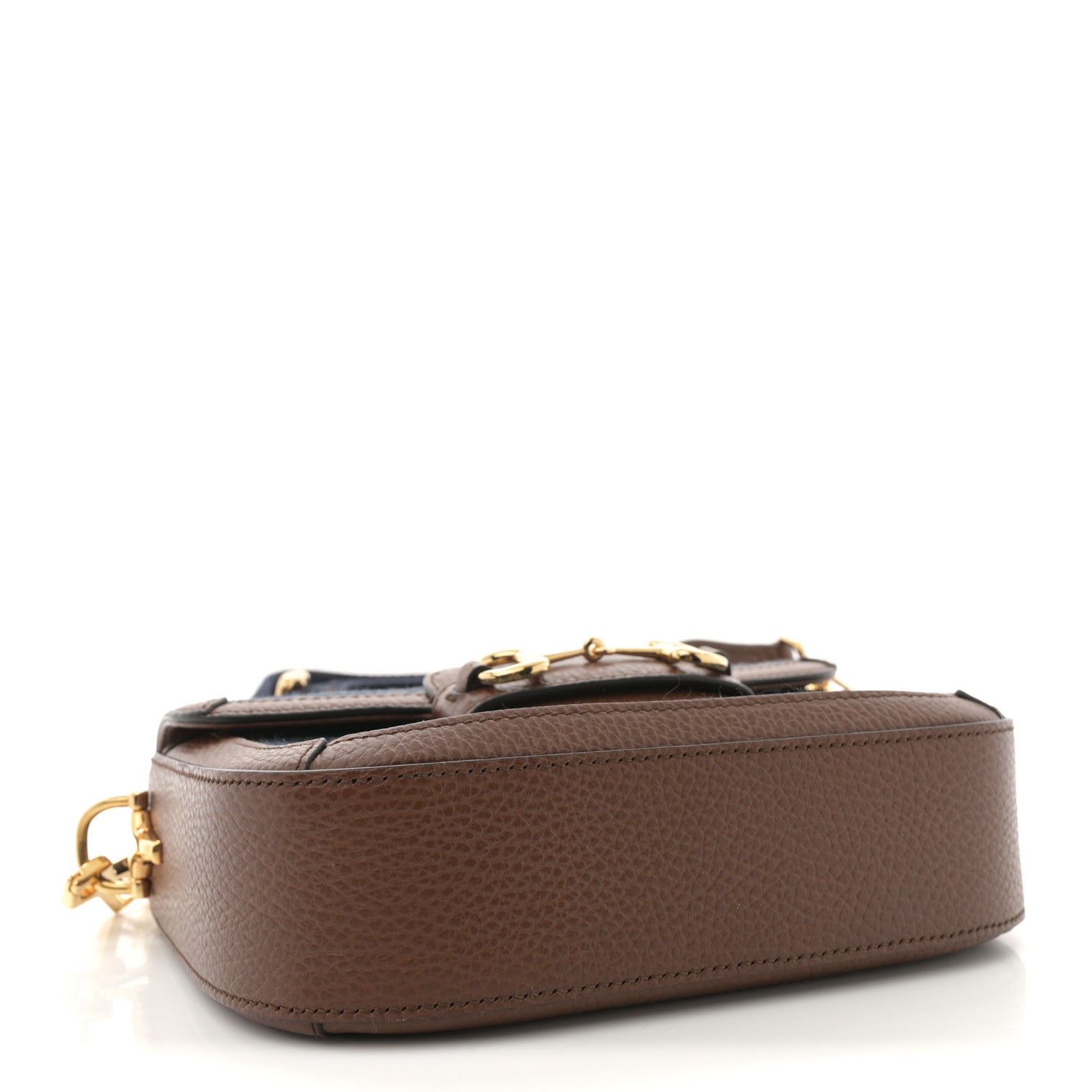 Gucci New Denim GG Monogram Dollar Calfskin Web Mini Horsebit 1955 Shoulder Bag Blue Tea Cuir Epilog 4 of 12