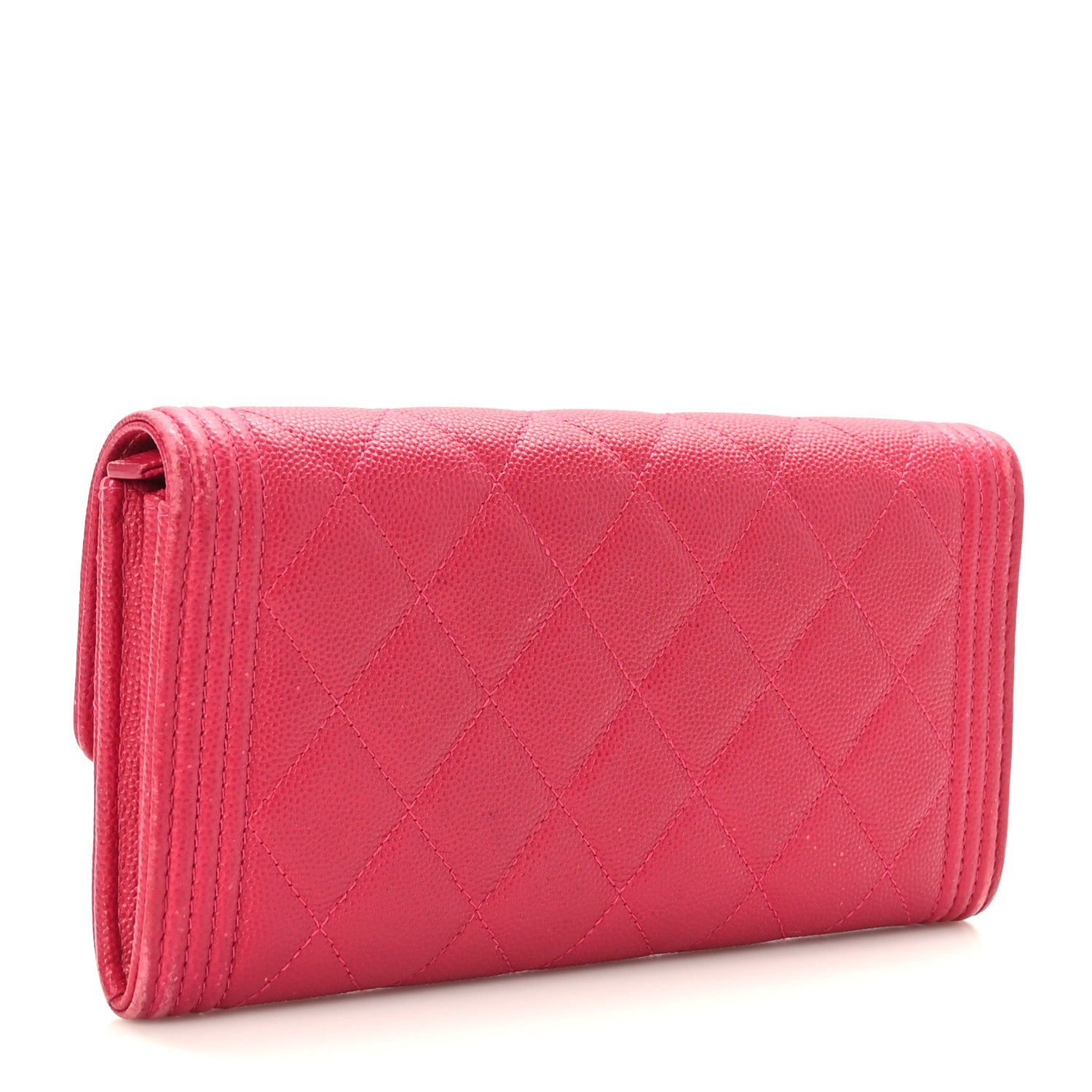Chanel Caviar Quilted Large Boy Gusset Flap Wallet Fuchsia 3 of 9