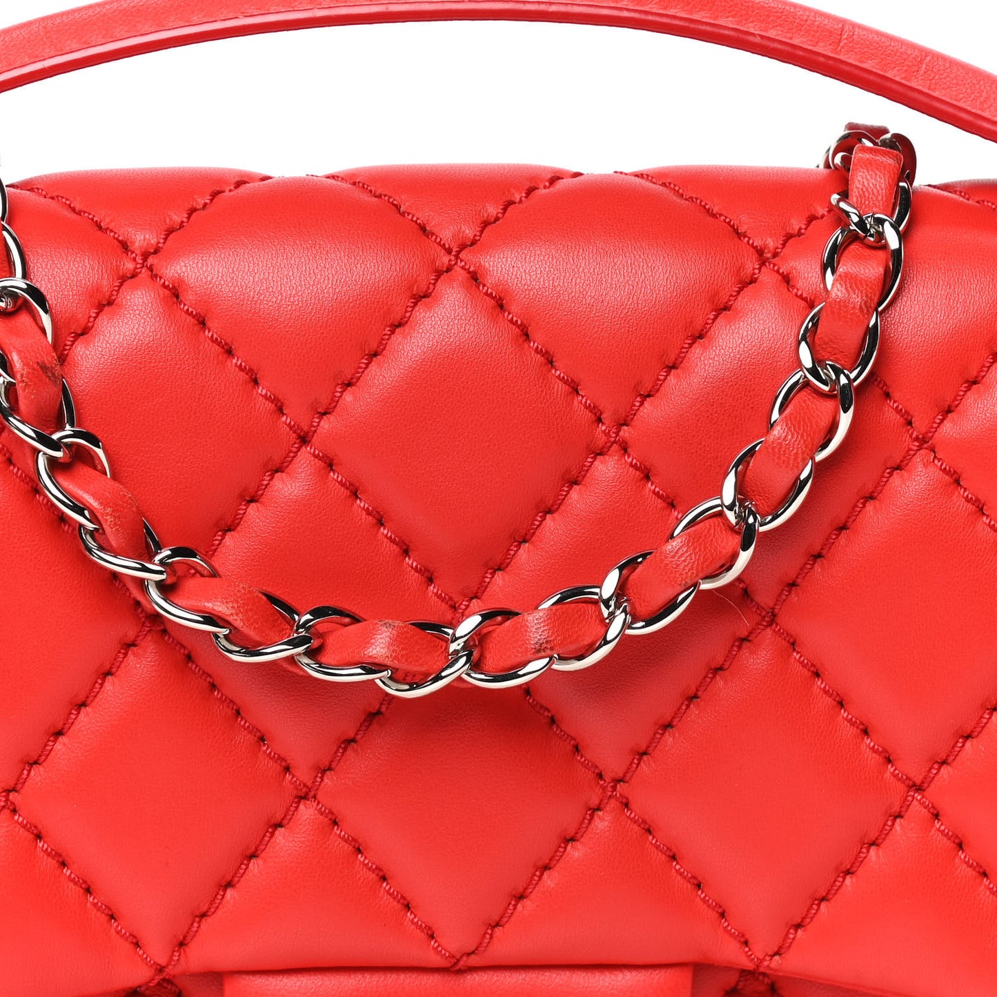 Lambskin Quilted Medium Easy Carry Flap Red