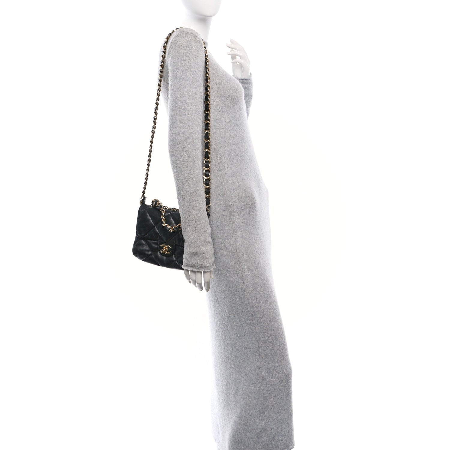 Chanel Lambskin Quilted Small Chain Top Handle Flap Black 2 of 11