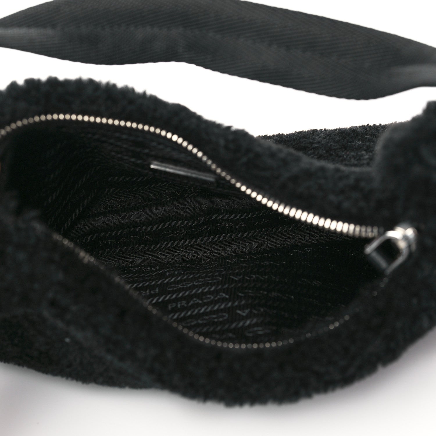 Prada Shearling Mini Re-Edition 2000 Bag Black 5 of 6