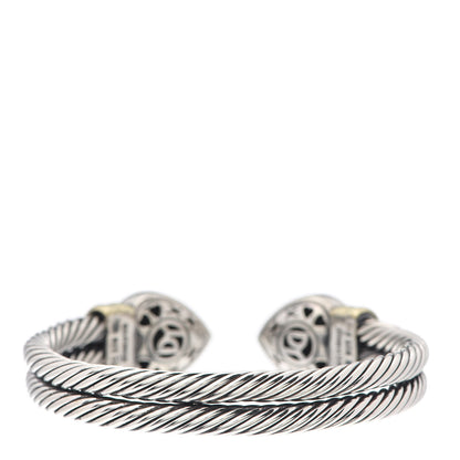 David Yurman Sterling Silver 14K Yellow Gold Double Cable Heart Bracelet 3 of 5