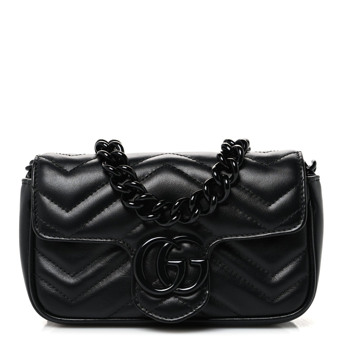 Calfskin Matelasse Monochrome GG Marmont Chain Belt Bag Black