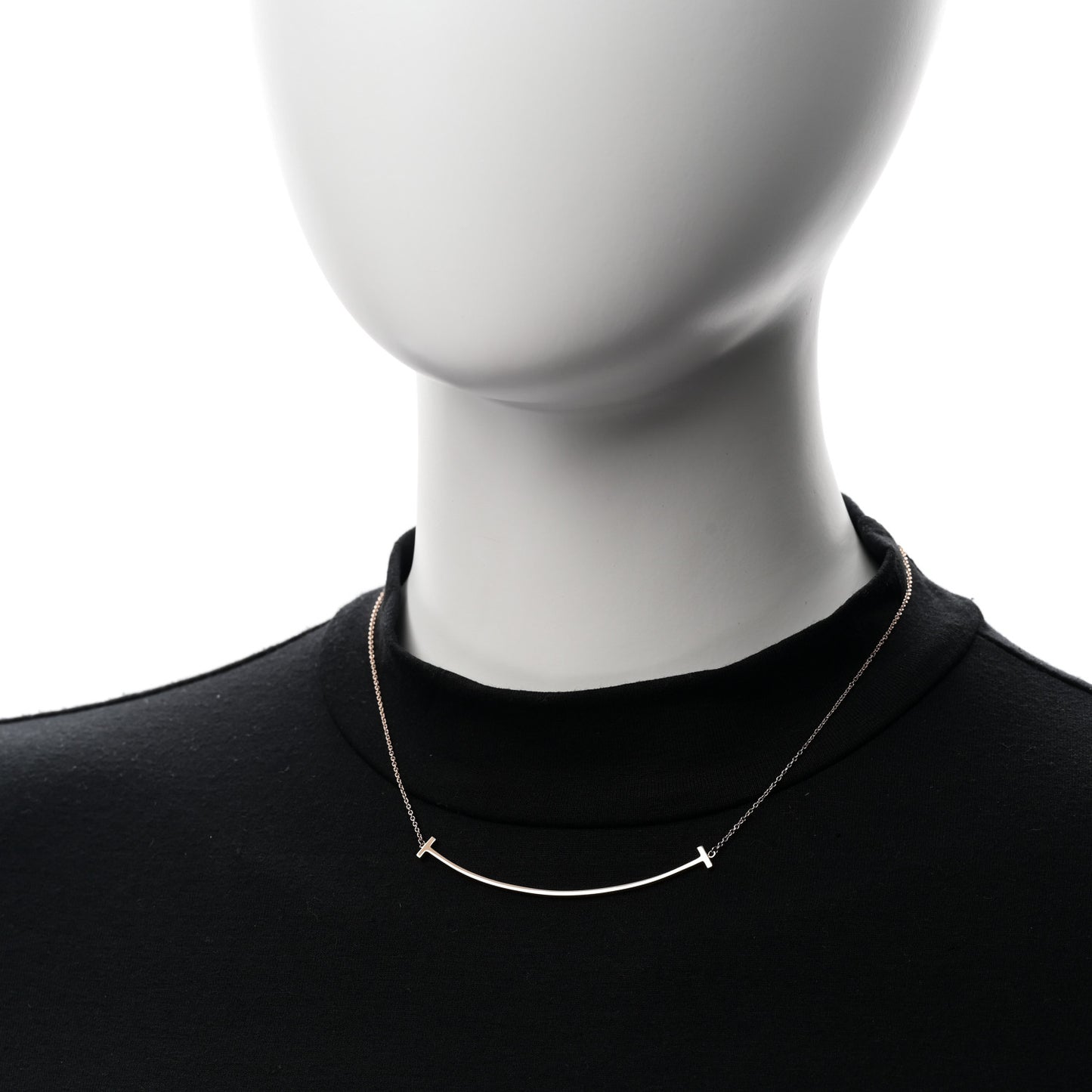 18K Rose Gold Large T Smile Pendant Necklace