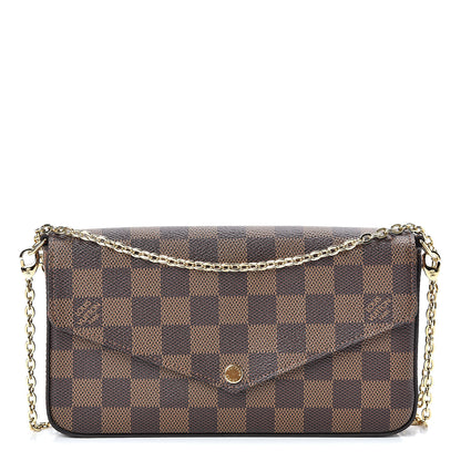 Louis Vuitton Damier Ebene Pochette Felicie Chain Wallet 1 of 12