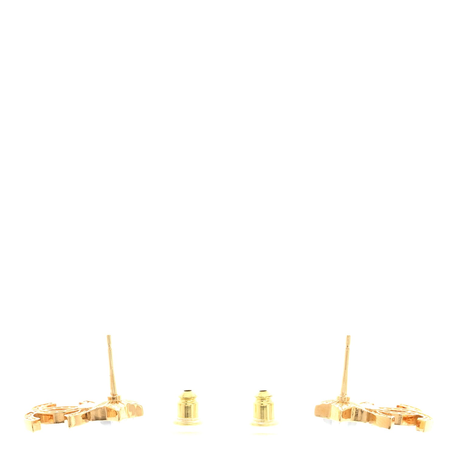 Chanel Metal Crystal Pearl CC Star Earrings Gold Pearly White 3 of 5