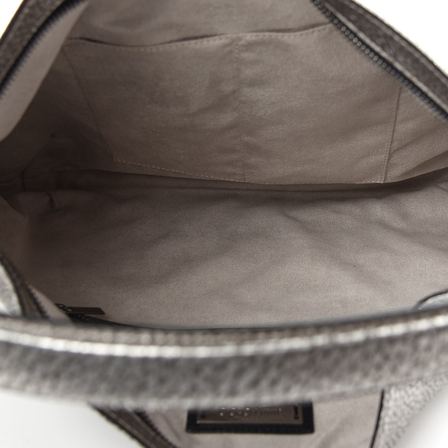 Metallic Pebbled Calfskin Hobo Silver