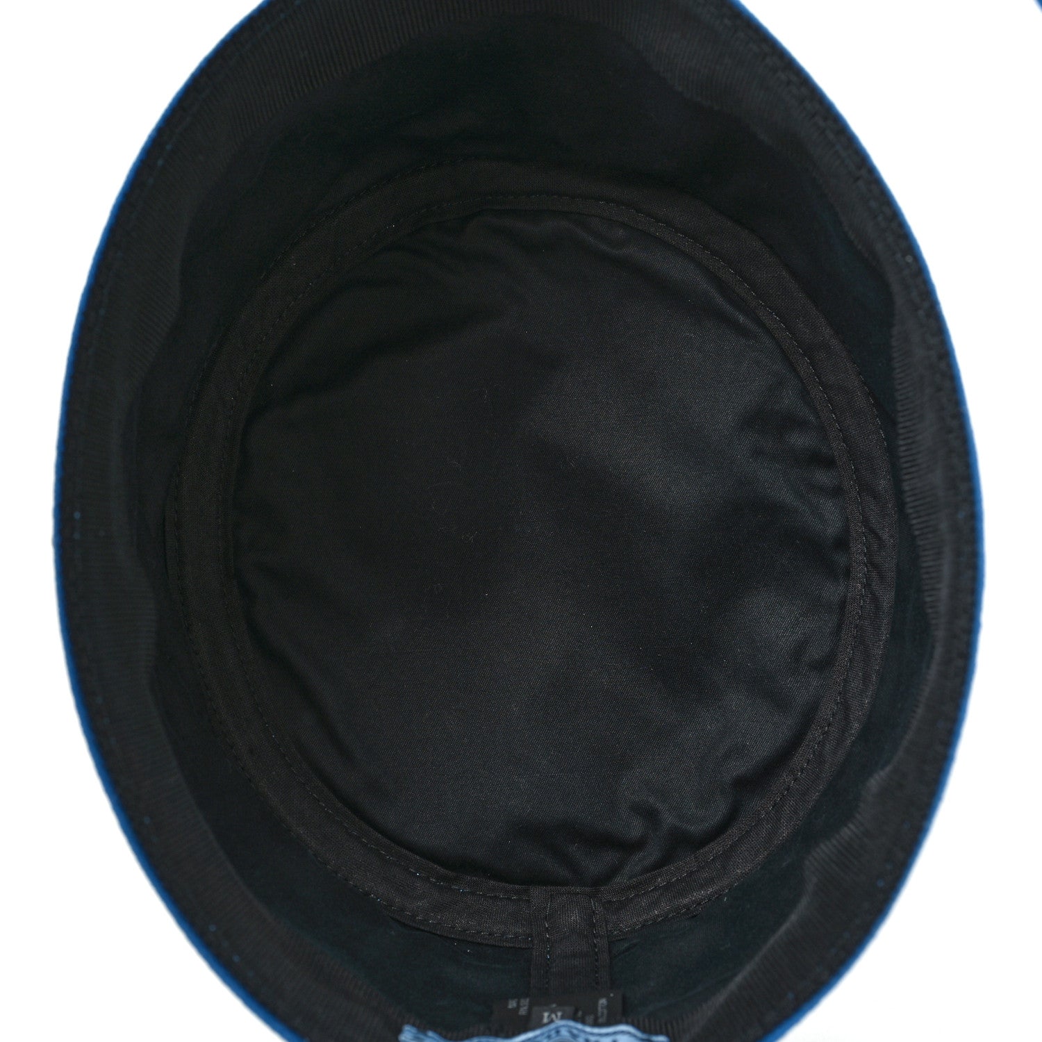Prada Canapa PVC Metal Triangle Logo Womens Bucket Hat M Blue 6 of 7