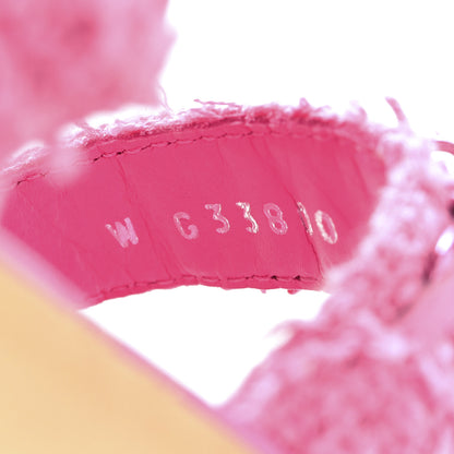 Chanel Tweed Chain Sandals 38.5 Pink 7 of 8