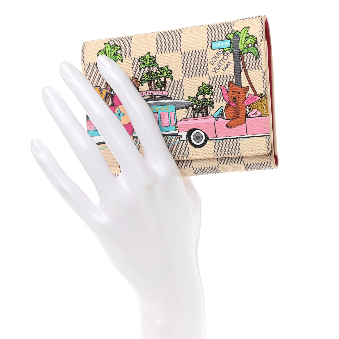 Damier Azur 2021 Christmas Animation Hollywood Victorine Wallet Fuchsia
