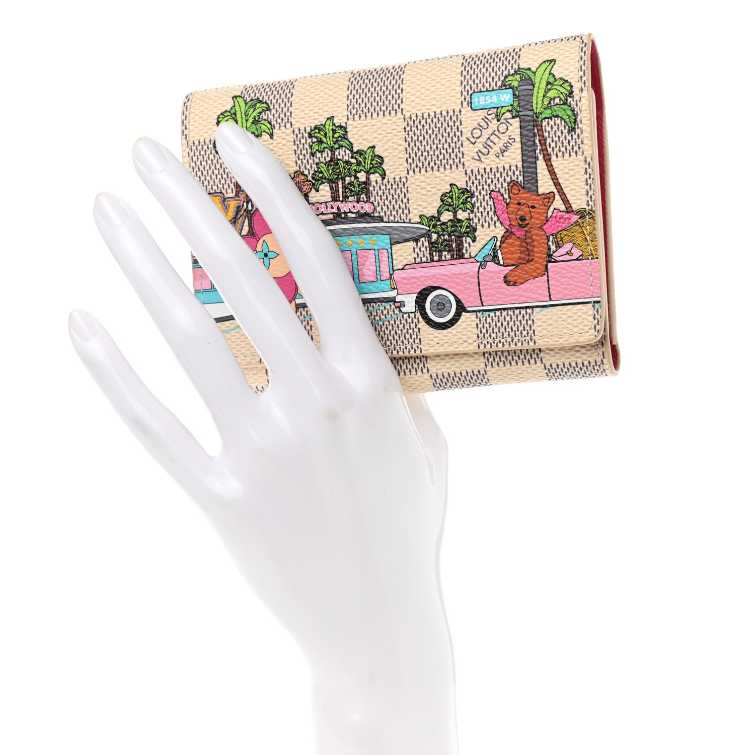 Louis Vuitton Damier Azur 2021 Christmas Animation Hollywood Victorine Wallet Fuchsia 2 of 7