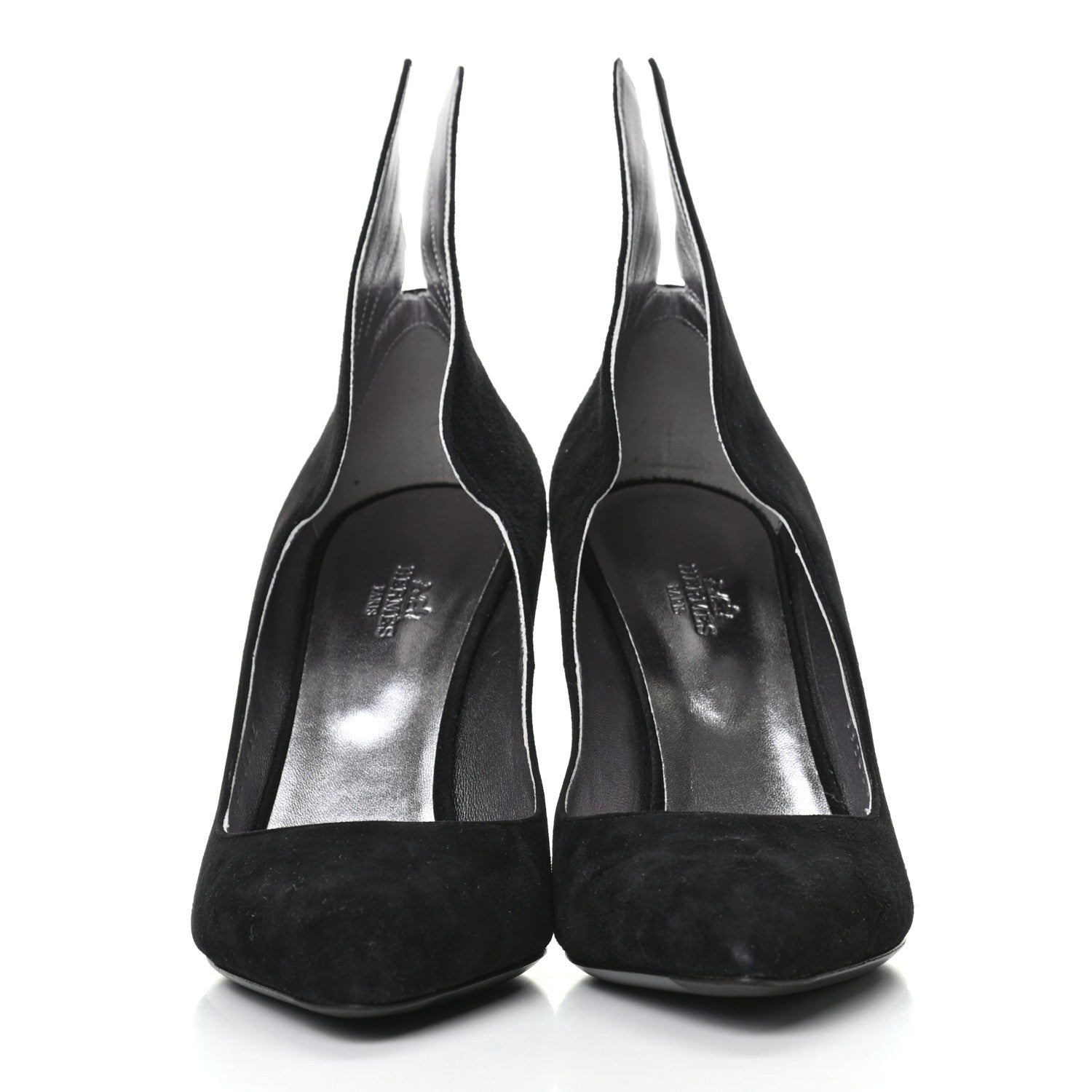 Hermes Suede Goatskin Victoire 90 Pumps 40 Black 2 of 9