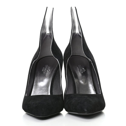 Hermes Suede Goatskin Victoire 90 Pumps 40 Black 2 of 9