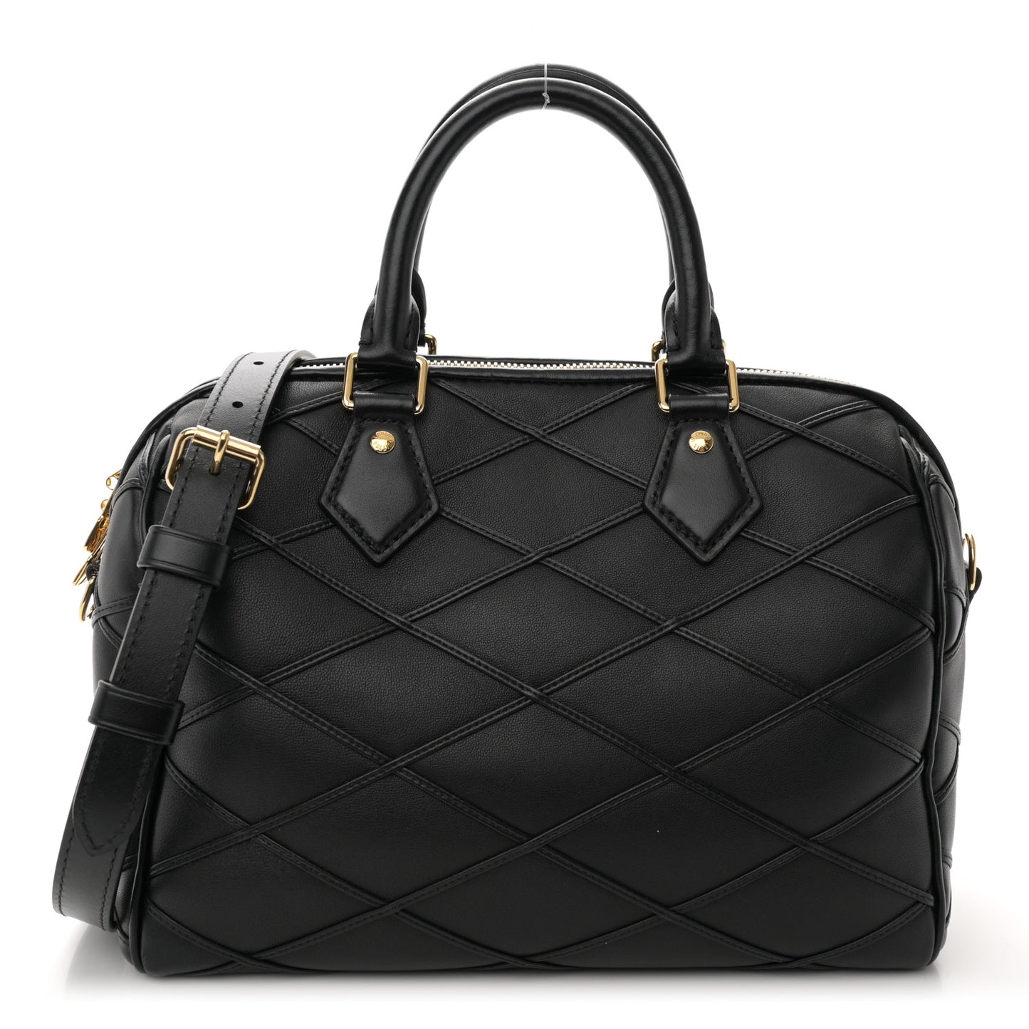 Lambskin Malletage Speedy Bandouliere 25 Black