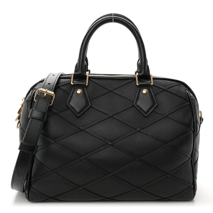 Louis Vuitton Lambskin Malletage Speedy Bandouliere 25 Black 1 of 9