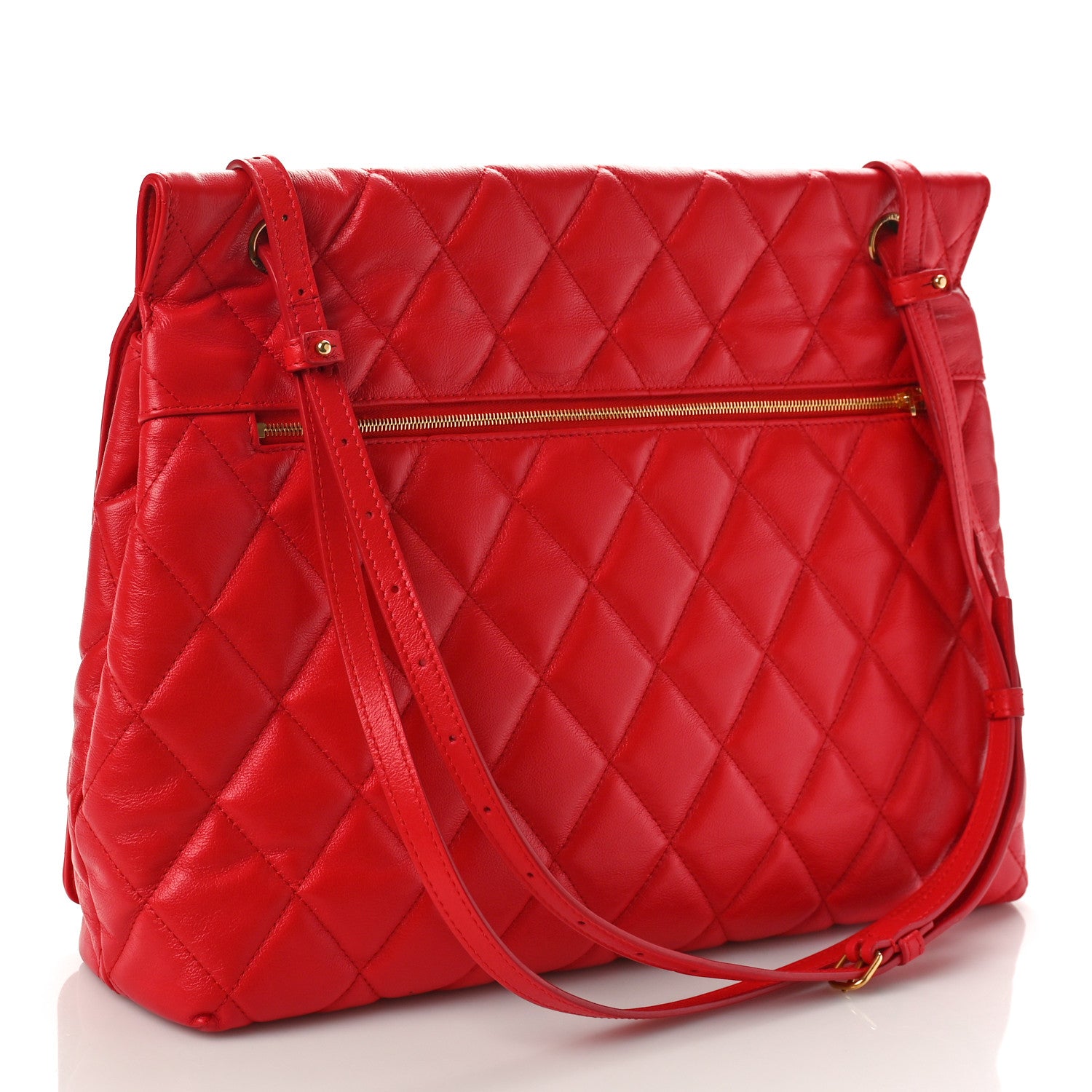 Balenciaga Nappa Calfskin Quilted Large Touch B Shoulder Bag Bright Red 3 of 8