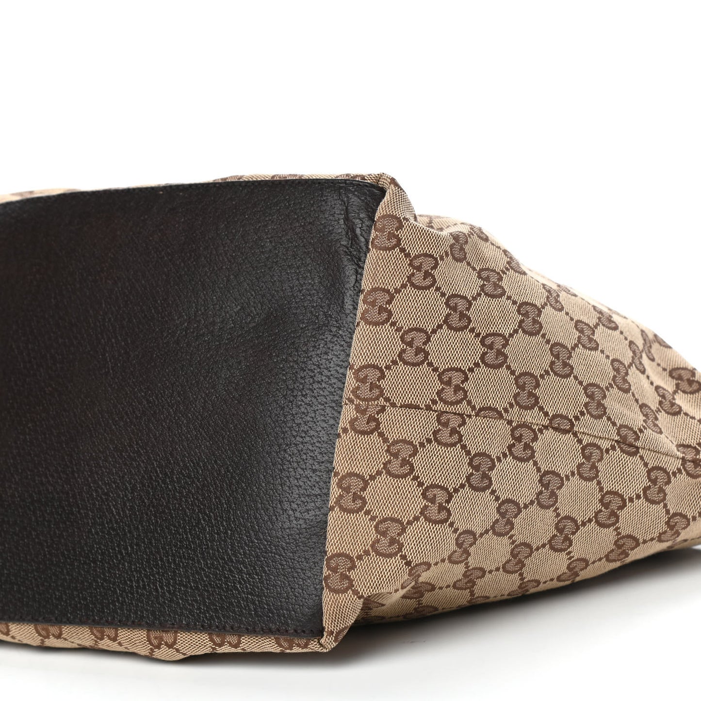 GG Monogram Medium Web Handle Bucket Tote Dark Brown
