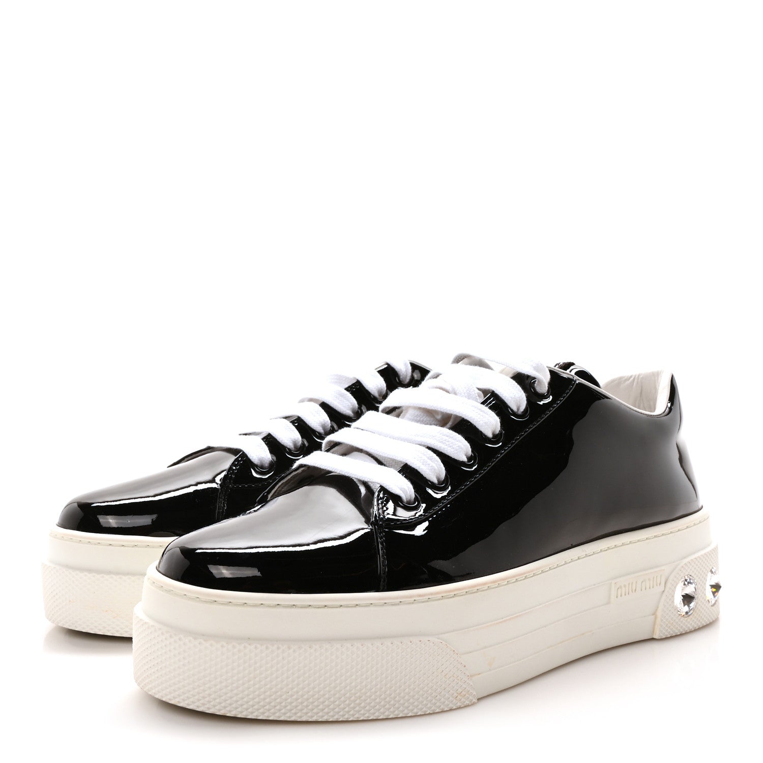 Miu Miu Patent Crystal Sneakers 39.5 Black 4 of 8