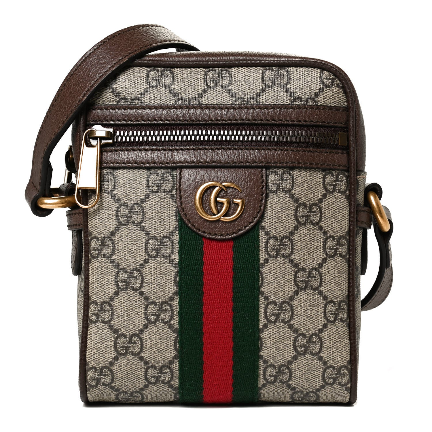 Gucci GG Supreme Monogram Web Mini Ophidia Messenger Brown 1 of 11