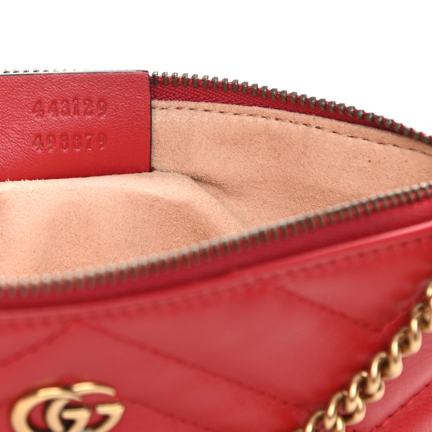 Calfskin Matelasse Mini GG Marmont Chain Bag Hibiscus Red