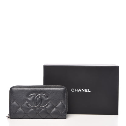 Chanel Metallic Caviar Quilted Medium Zip Around Wallet Dark Grey 10 of 10