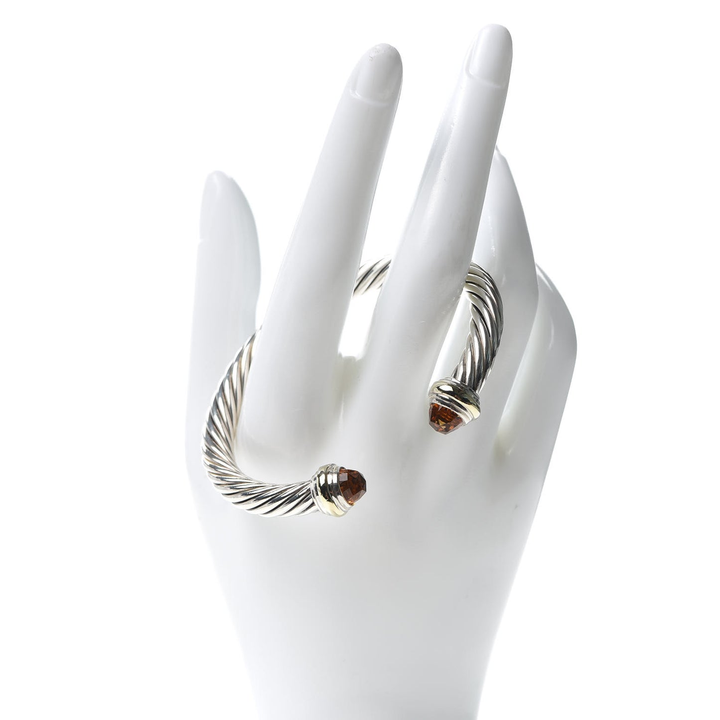Sterling Silver 14K Yellow Gold Citrine 7mm Cable Classics Bracelet