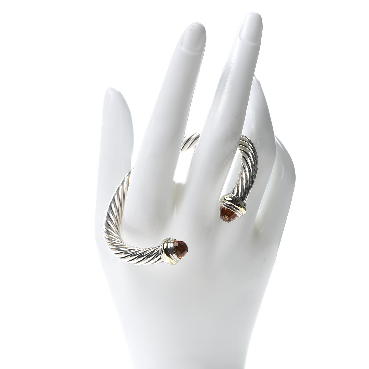 David Yurman Sterling Silver 14K Yellow Gold Citrine 7mm Cable Classics Bracelet 2 of 5