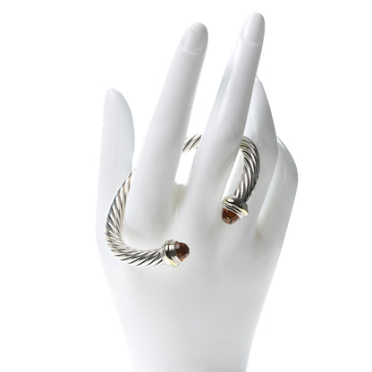 David Yurman Sterling Silver 14K Yellow Gold Citrine 7mm Cable Classics Bracelet 2 of 5