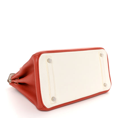 Hermes Taurillon Clemence Eclat Birkin 30 Sanguine White 4 of 11